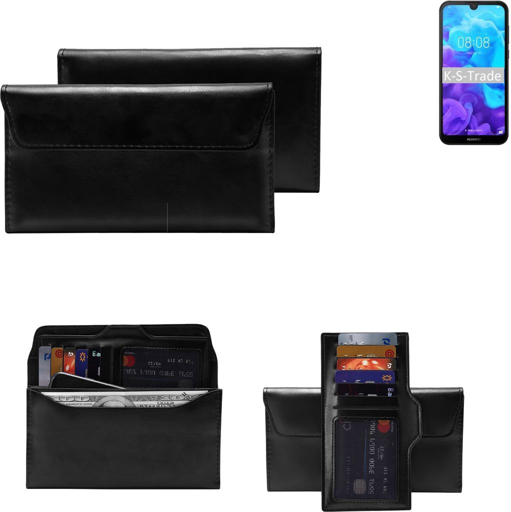 K-S-Trade Handy Hülle kompatibel mit Huawei Y5 (2019) Schutz Hülle Tasche Schutz Case Handytasche Kunstleder schwarz, 1x