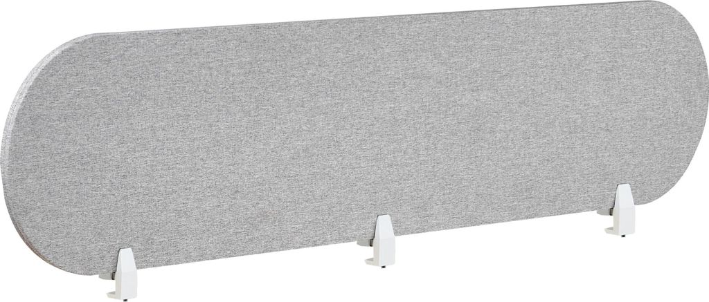 BELIANI Schreibtisch Trennwand Hellgrau Stoff PET Kunststoff 180 x 40 cm zum Klemmen Befestigungsklammern Schallschutz Sichtschutz Büro Home Office
