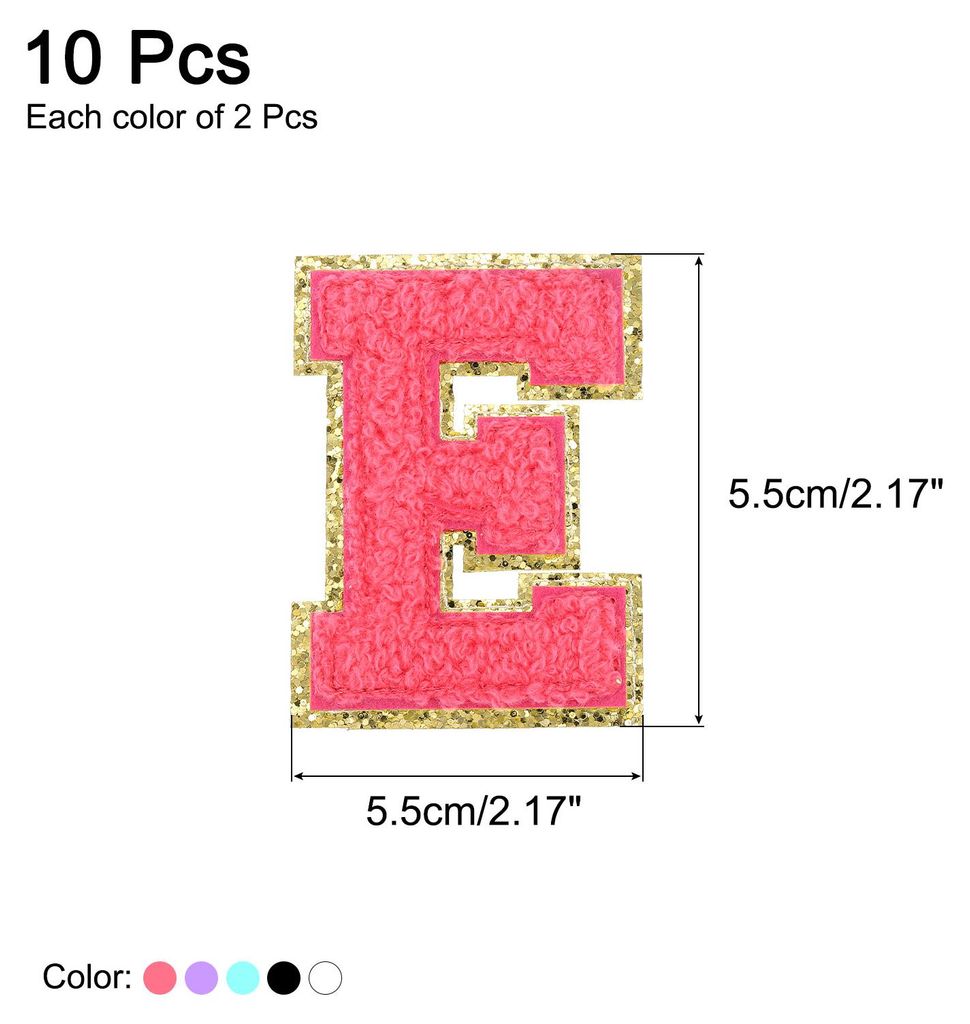 10 Stš¹ck Glitzer Chenille Buchstaben Patches 5,5 cm/2,2 Zoll Chenille Bš¹gelbuchstaben Applikation fš¹r Kleidung, Hš¹te, Jeans, Schuhe, Ta...