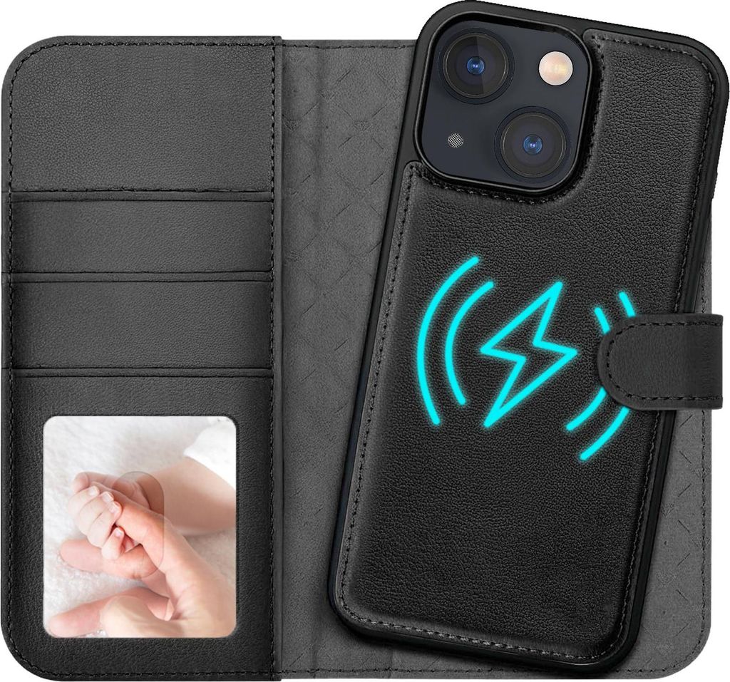 2in1 Magnet Wallet Handyhülle für iPhone 13 Hülle RFID Schutz, abnehmbare Magnet Hülle, MagSafe kompatibel, stoßfestes Case mit Fotofenster