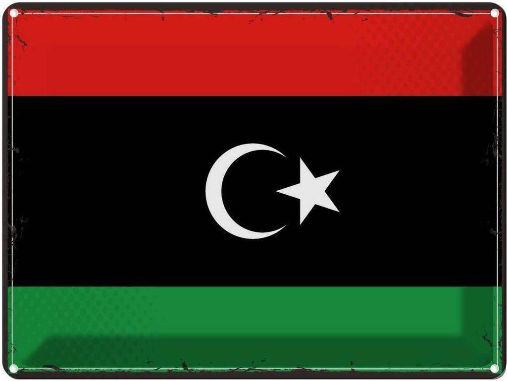 vianmo Blechschild 30x40 cm Libyens Retro Libya Flagge Fahne Wappen