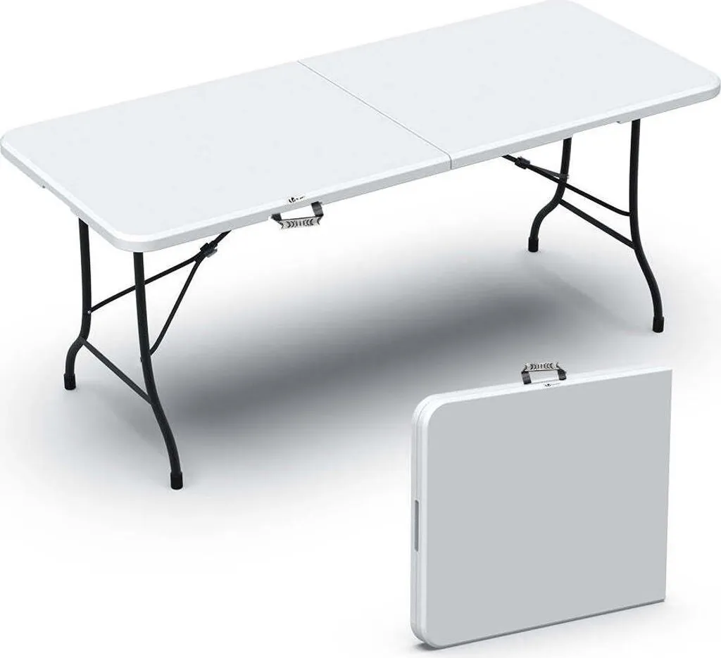 Table de jardin pliante VOUNOT 180x75 cm Blanche pour Buffet et Camping