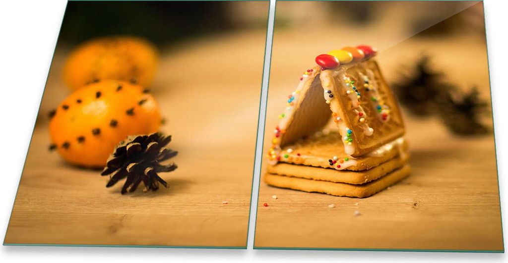 Herdabdeckplatte Glaskeramik 2-Teilig 2x40x52 Obst Braun Abdeckung Spritzschutz Glas