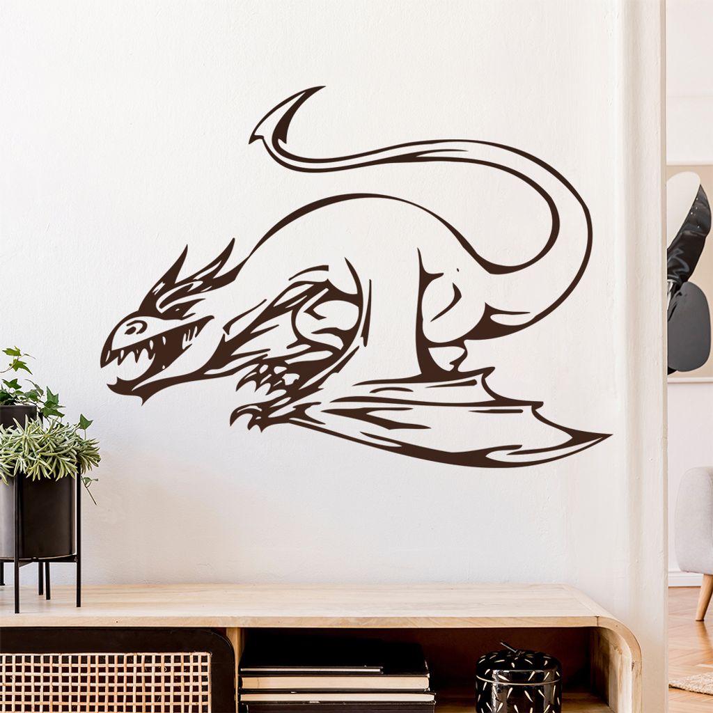 Drachen Angriff Wandtattoo in 6 Größen - Wandaufkleber Wall Sticker - Dekoration, Küche, Wohnzimmer, Schlafzimmer, Badezimmer