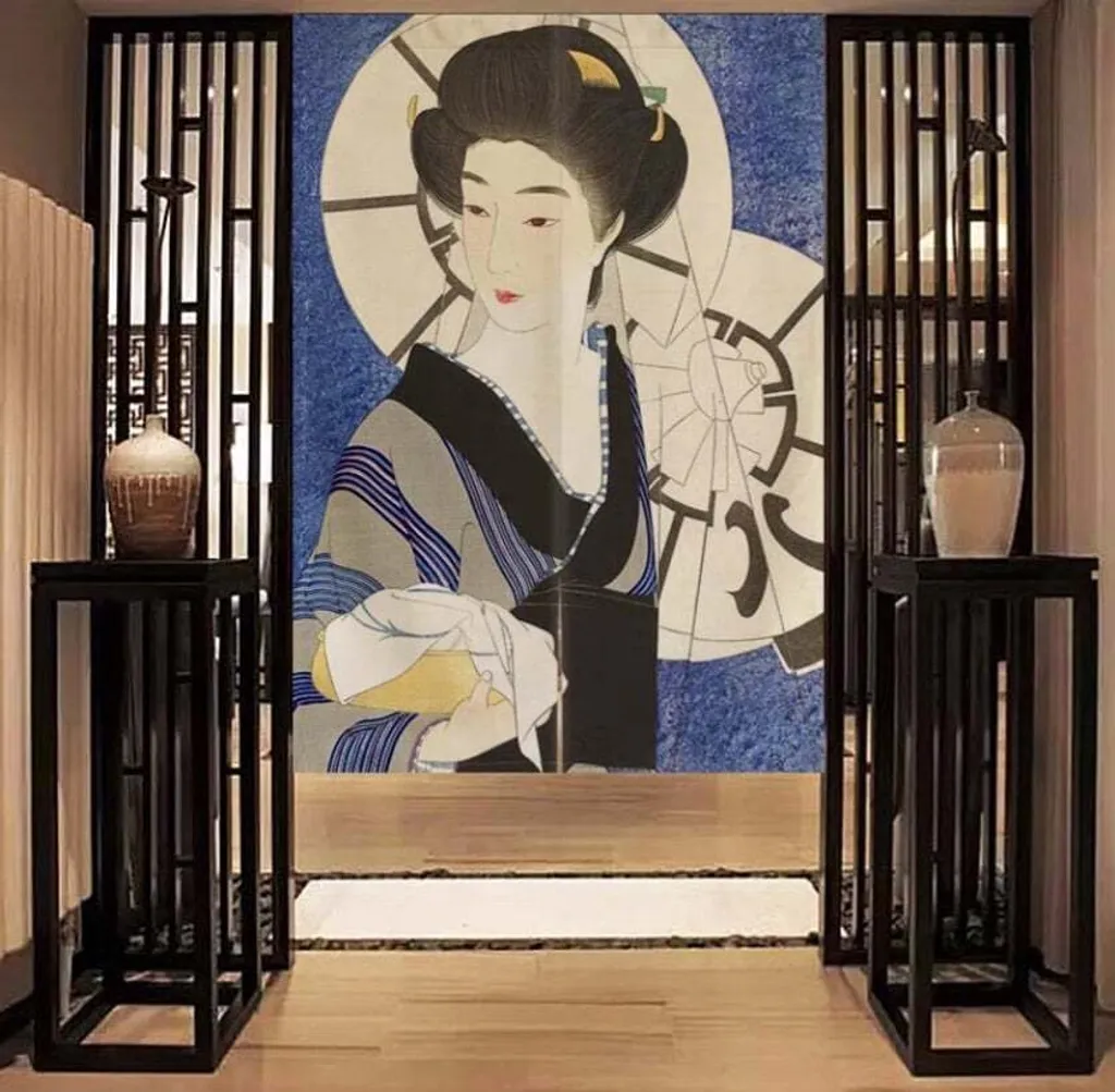 Noren en tissu de qualité 80x130cm imprimé d'art japonais Kotondo