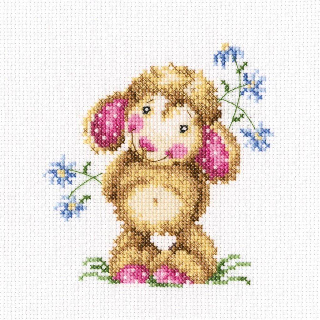 RTO Kreuzstich Set "Gänseblümchen als Geschenk" C236, Zählmuster, 12x12 cm