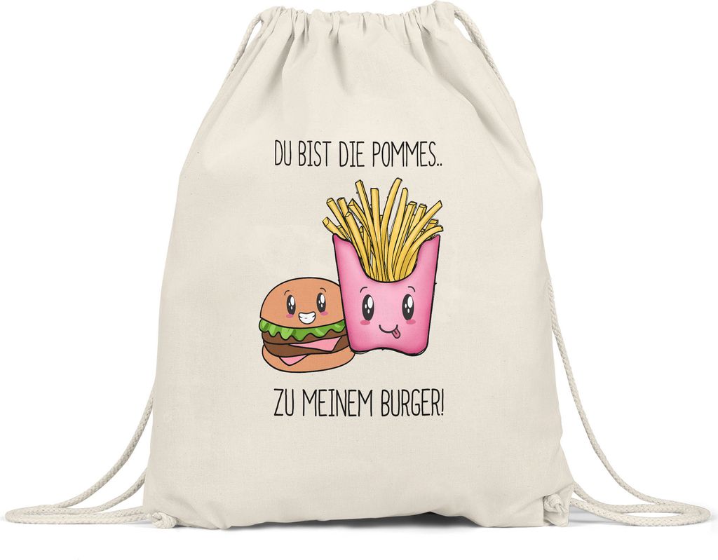 Pommes Zu Meinem Burger Turnbeutel Gymsack Valentinstag Freundin Freund Süß Geschenkidee Paar Liebe Couple Jahrestag