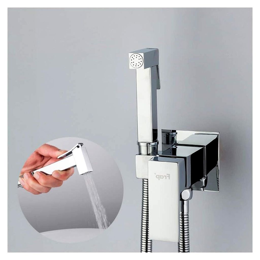ChromeSprayer Messing-Handbrause, WC-Sprayer, Kalt-/Warmwassermischer, quadratische Duschbrause for Badezimmer
