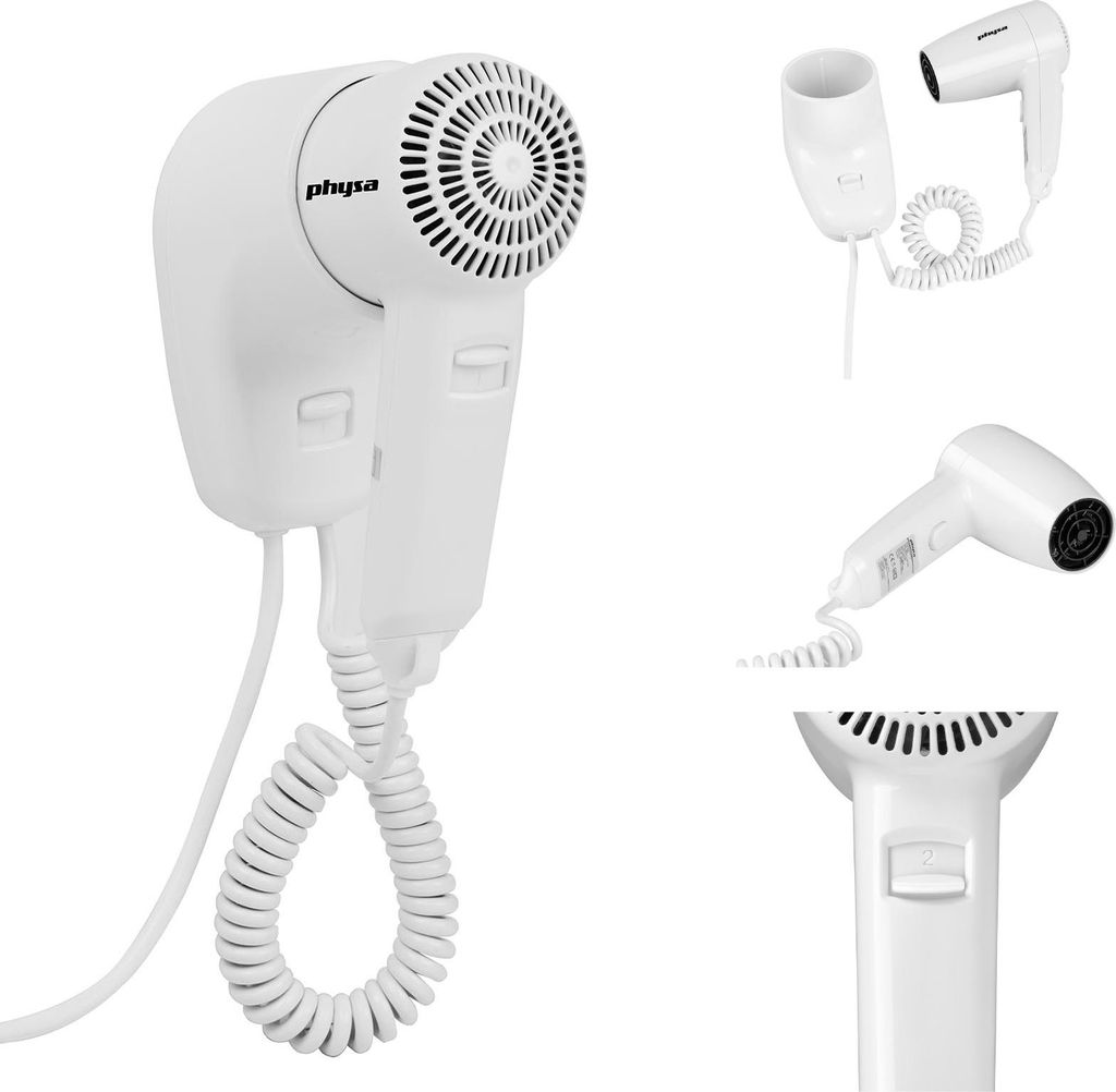 Hotelpool Wandhaartrockner weiß 1200W Physa PURUS Produktbild 