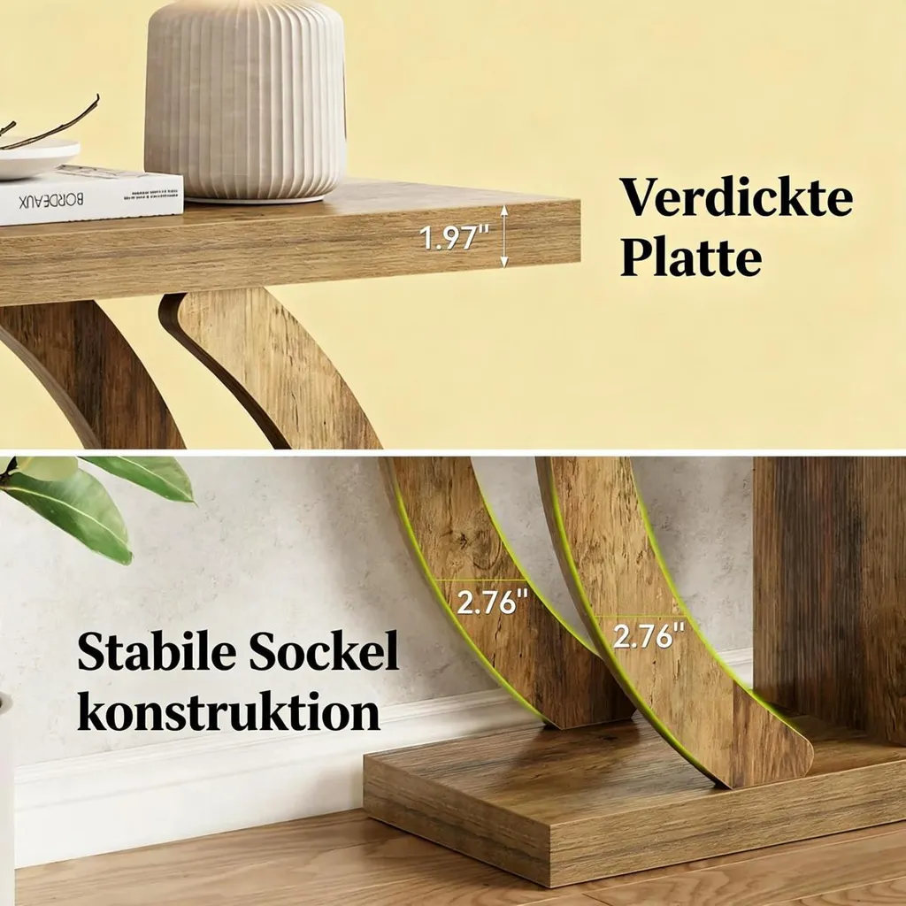 Table d'entrée décorative de style console rustique, pieds en bois massif