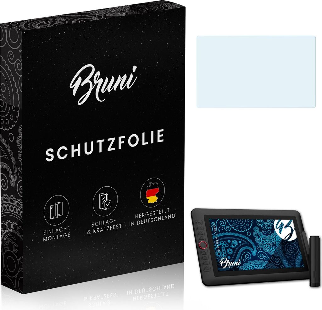 Bruni Basics-Clear 2x Schutzfolie kompatibel mit XP-PEN Artist 13.3 Pro Folie