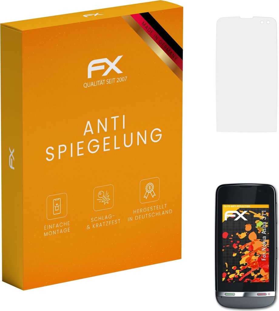atFoliX FX-Antireflex 3x Schutzfolie kompatibel mit Nokia Asha 311 Displayfolie