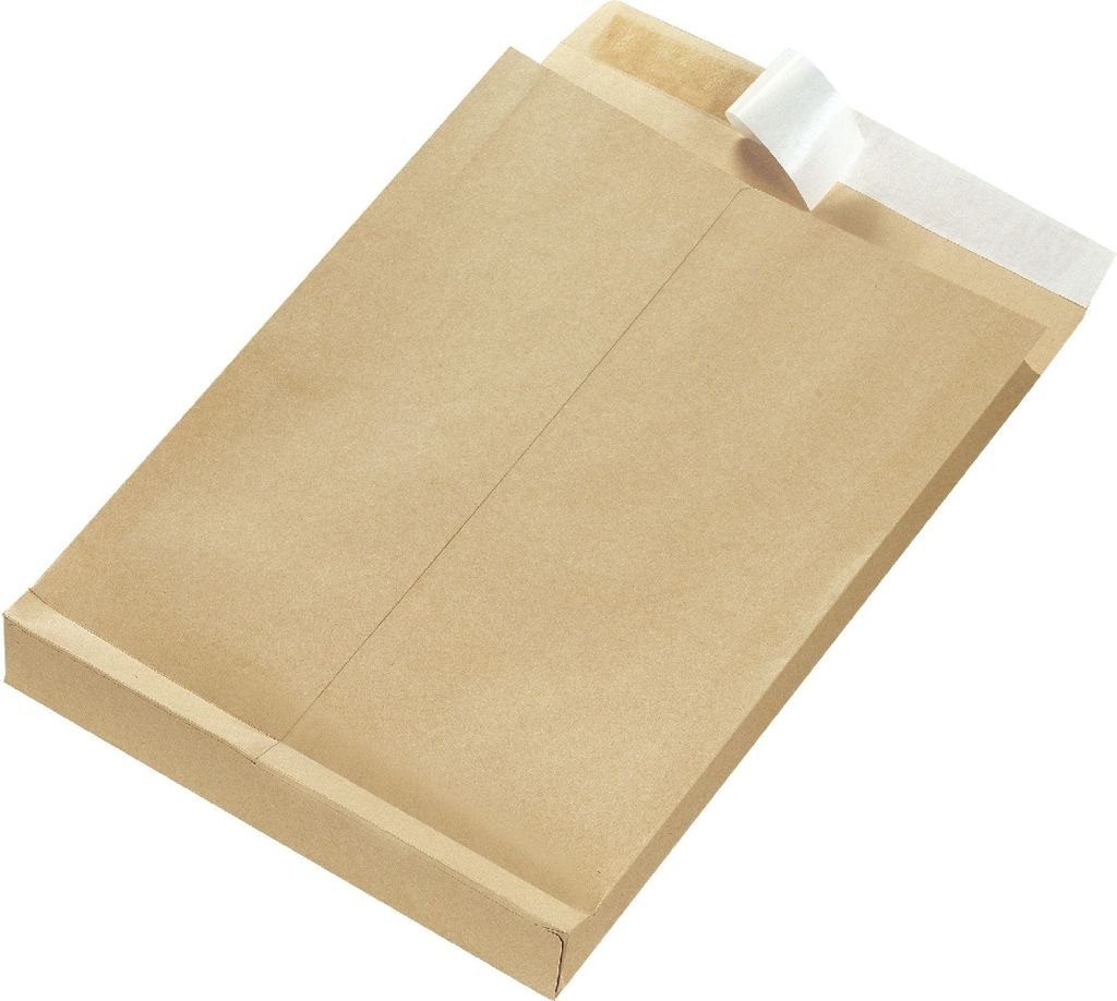 Faltentaschen B4 Haftklebung VE=4x25 Stück braun 130g/qm 4cm Falte