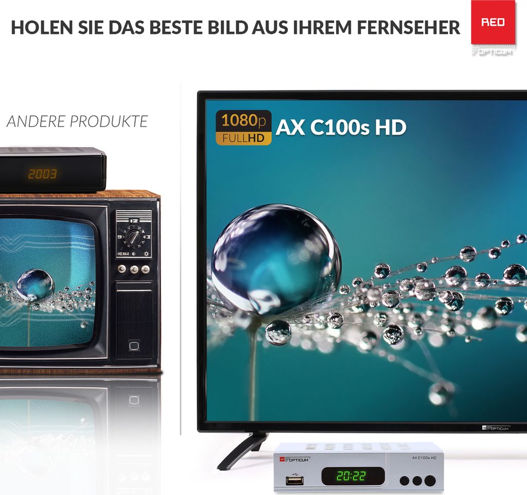 RED OPTICUM AX C100s Digitaler Kabel-Receiver HD - EPG - Produktbild 7