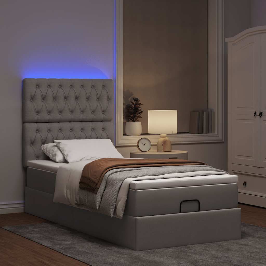 Maison Exclusive - Ottoman-Bett mit Matratze & LEDs Taupe 100x200 cm Stoff