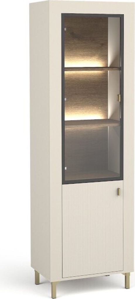 BETTSO LED-Rillenvitrine MOSSA Cashmere Beige