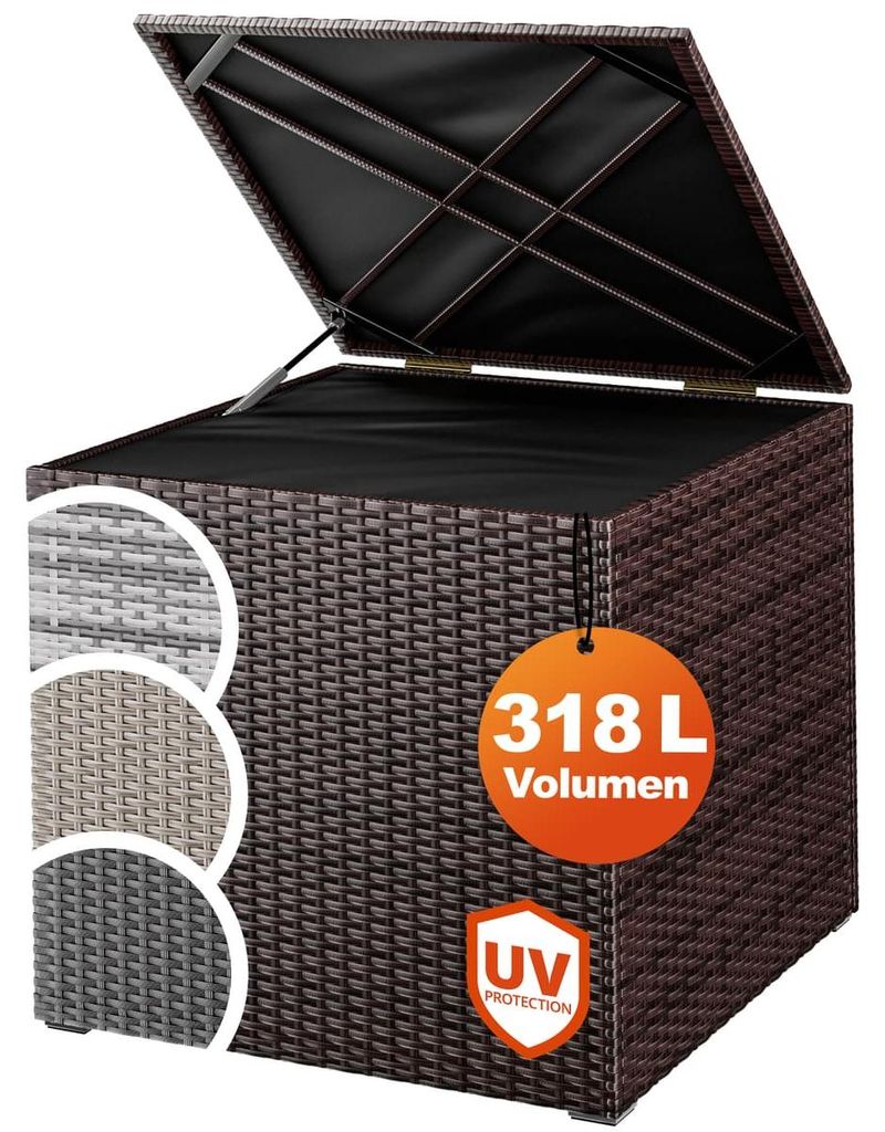 CASARIA® Auflagenbox 318L Polyrattan - Wetterfeste Garten Produktbild 