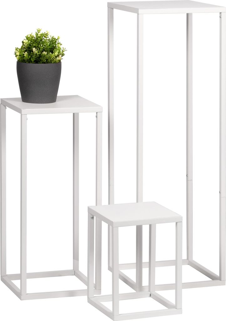 bremermann Blumenhocker 3er-Set, Metall-Blumenständer, Blumensäule, weiß