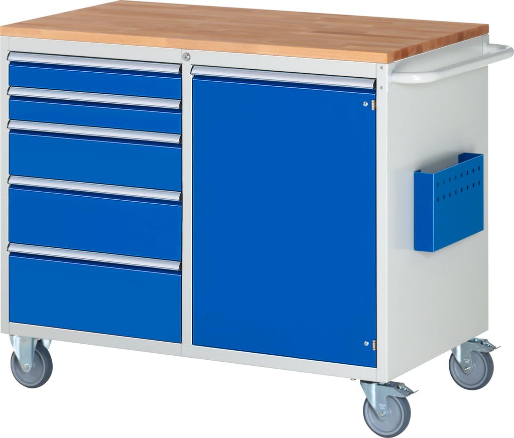 RAU Montagewagen 1145x650x975mm 5xSchub-TA 1xTür Top 25mm l.gr/e.bl