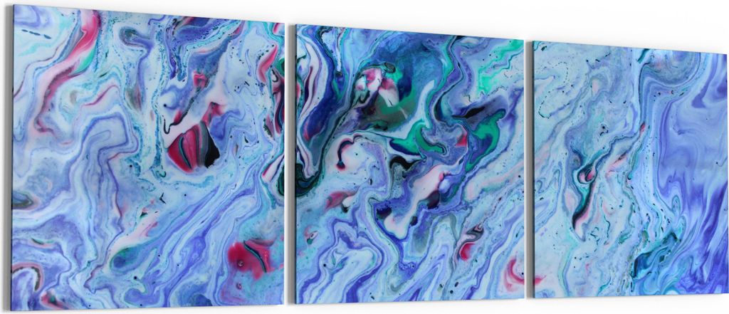 DEQORI Glasbild Echtglas 3x50x50 cm 'Farbenrausch der Fantasie' Wandbilder XXL groß