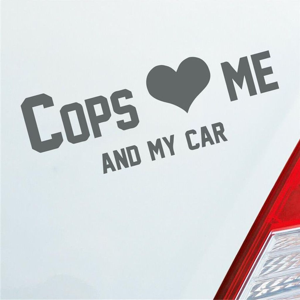 Auto Aufkleber Cops love me Tuning Polizei 10x36 cm Grau Sticker Heckscheibenaufkleber