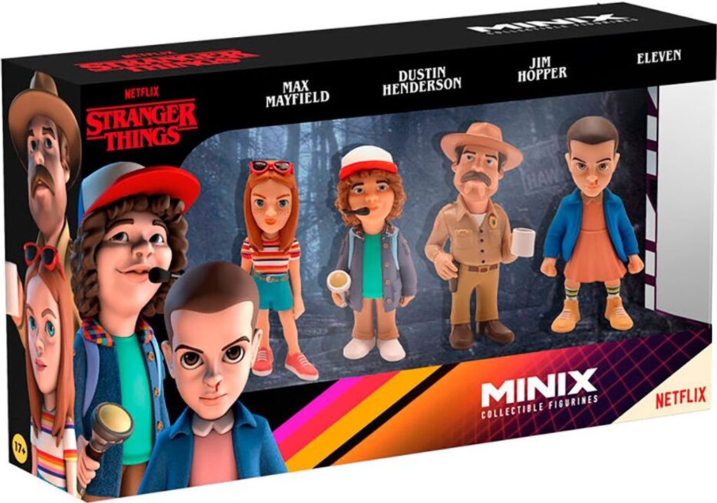 A box containing Stranger Things collectible figurines.