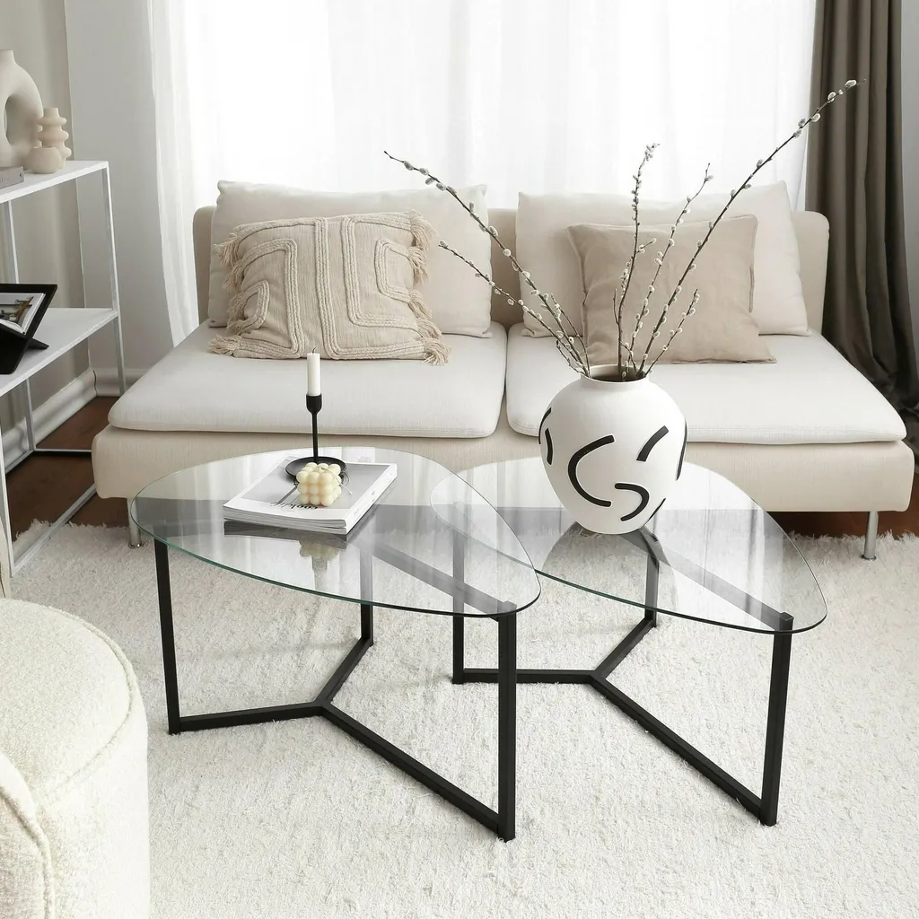Table Basse de Salon Noire Flora - Mobilier Modulable au Style Graphique - 9