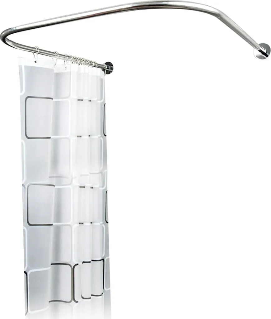 Binario per tende da doccia, materiale acciaio inox, lunghezza estensibile 80-130 cm, portata 20 kg, bianco