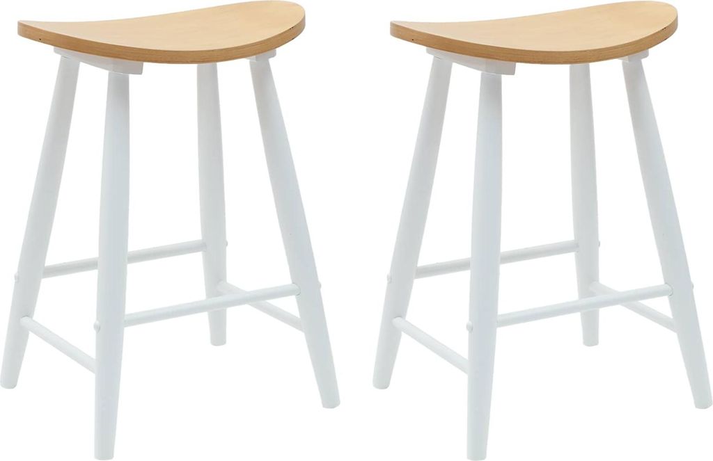 vidaXL Esszimmerstühle 2 pcs Weiß 46 x 37 x 63 cm Massives Gummiholz