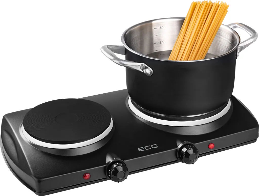 Plaque de cuisson de camping ECG EV 2512 Noir : Solution mobile 2 feux