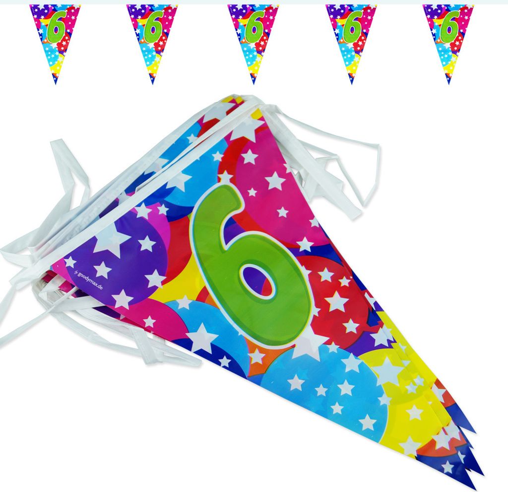 Goodymax® 6. Geburtstag Wimpelkette "Bubbles" 6,8 m lang Produktbild 