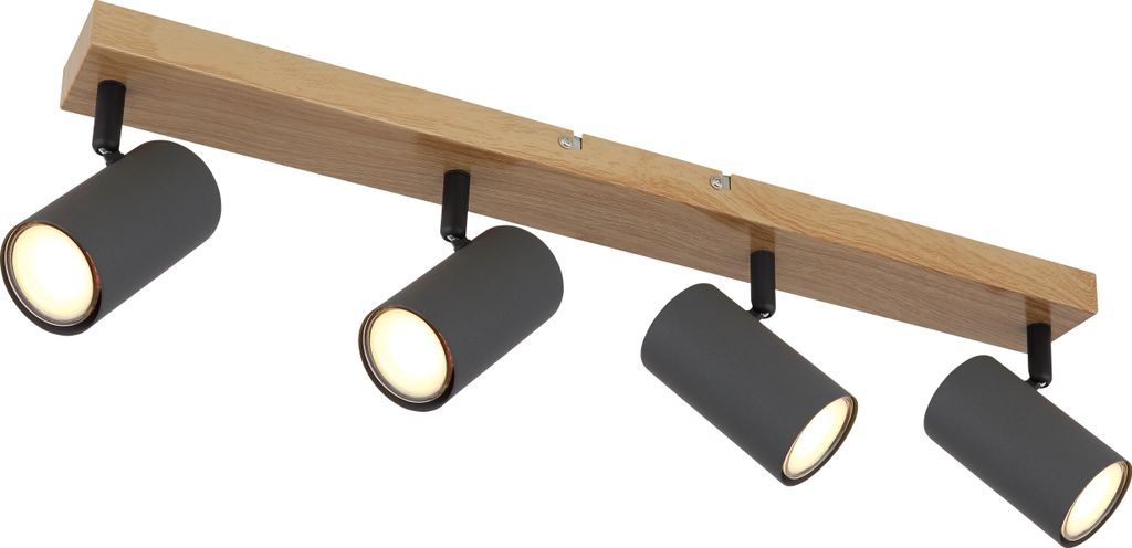 Globo Lighting Strahler Metall holzoptik, 4x GU10