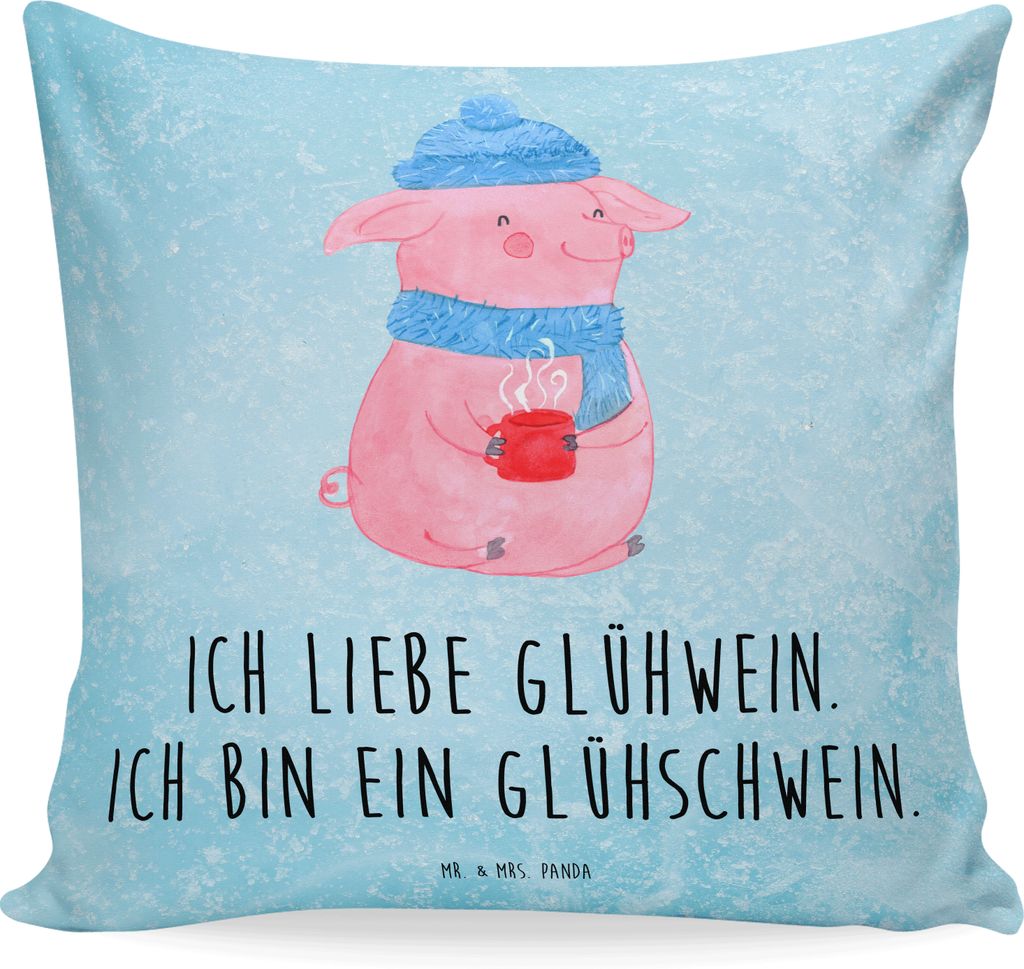 Mr. & Mrs. Panda Sofakissen Schwein Glühwein - Eisblau - Produktbild 