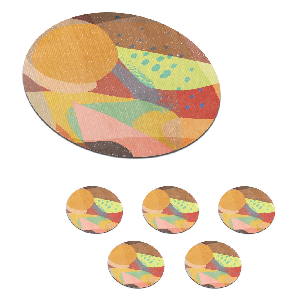 KitchenYeah Glasuntersetzer Rund 6er Set Abstrakt - Kunst - Regenbogen - Pastell 10x10 cm Untersetzer für Gläser - Getränkeuntersetzer - Tisch...