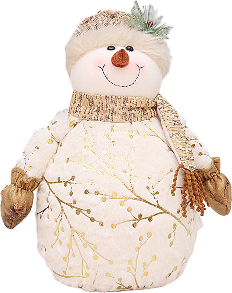 Schneemann-Puppe, Plüsch-Kiefer-Dekor, niedliche Form, verstärkte Urlaubsstimmung, weißes Weihnachts-Schneemann-Spielzeug, Geschenke für Zuhause-F