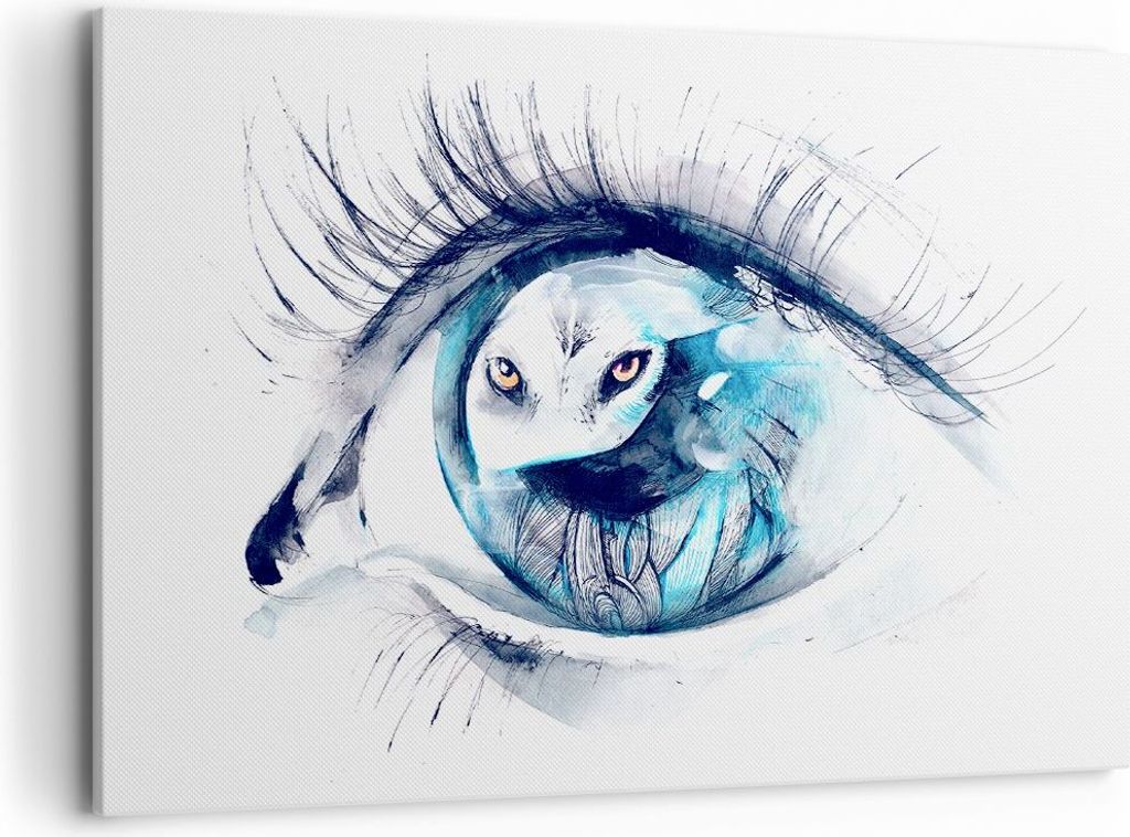 Bild auf Leinwand - Leinwandbild - Wildnis fantasie Augapfel illustration - 100x70cm - Wand Bild - Wanddeko - Leinwanddruck - Bilder - Kunstdruck -...