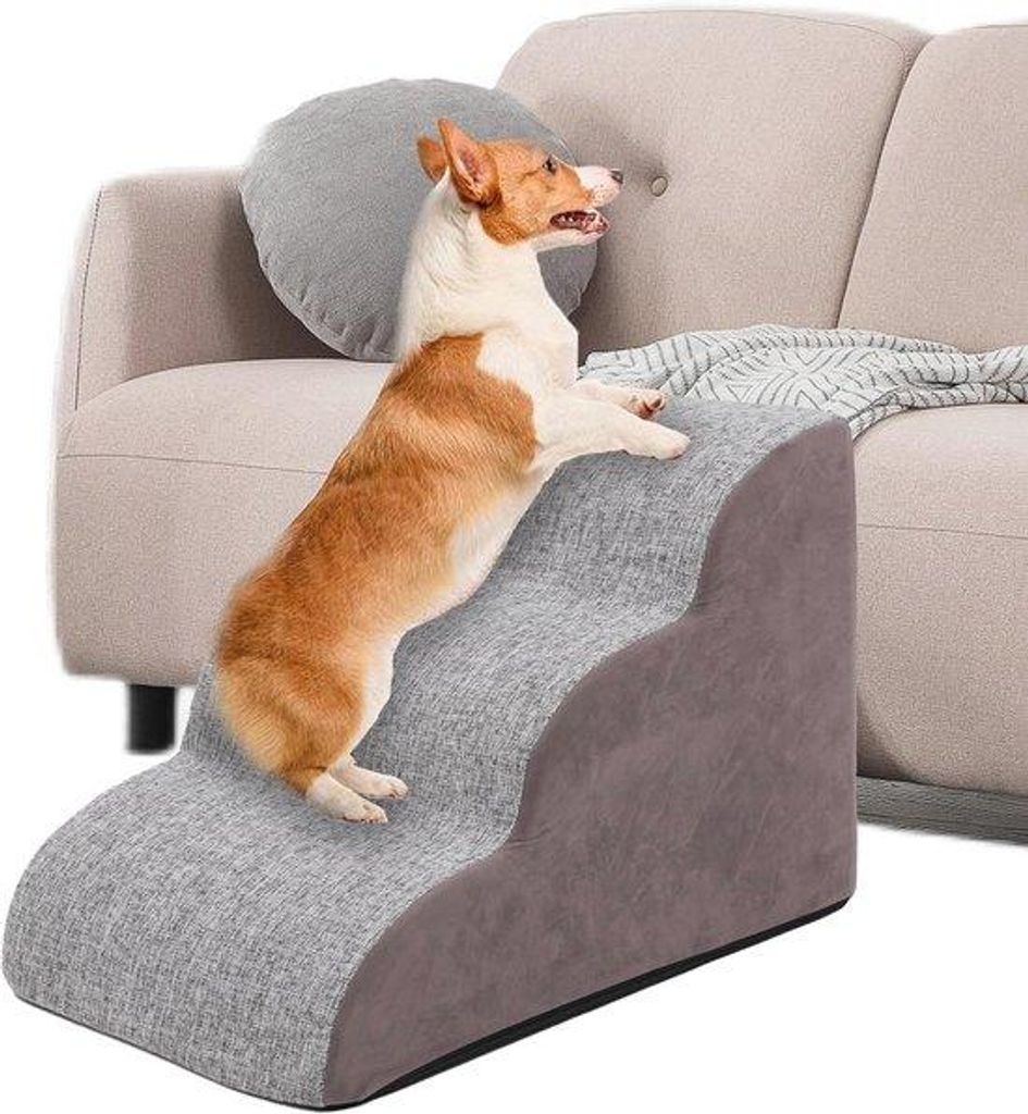 Hochsitz mit 3 Stufen für Hunde und Katzen - Ideal für Hochbetten und Sofas - Hochdichte Schaumleiter für kleine Haustiere