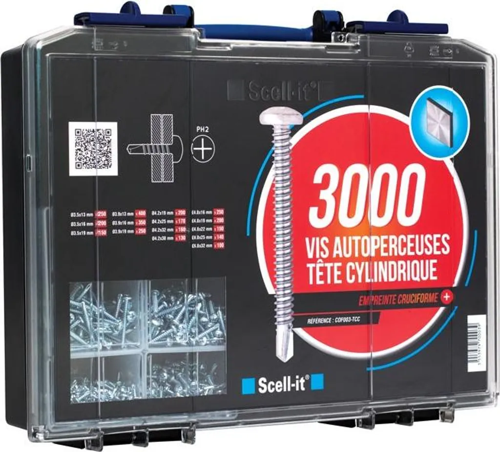 Lot de 3000 Vis Autoperceuses TCC SCELLIT pour Fixation Métal Rapide