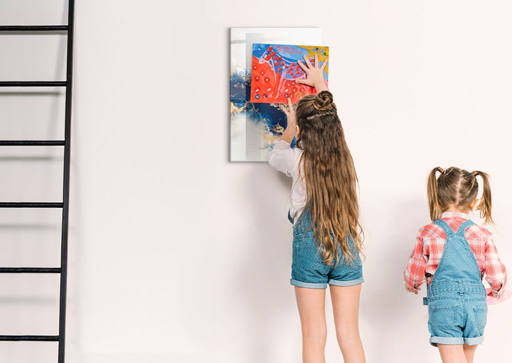 Magnetische Wandtafel - Schwarzer Marker + Schwamm + Magnete - 40 x 60 cm - Marmorabstraktion