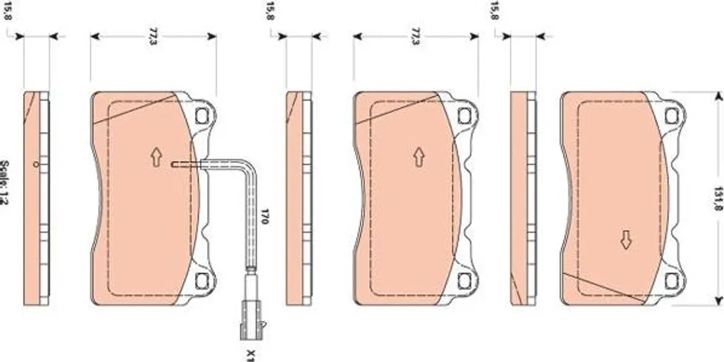 Plaquettes de frein TRW GDB1871 pour Delta, Frein à disque OE 77365266