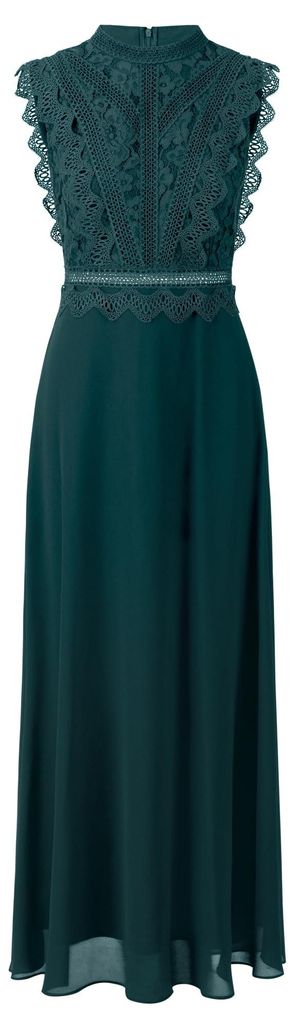 APART Maxikleid mit Häkelspitze und Stehkragen Produktbild 