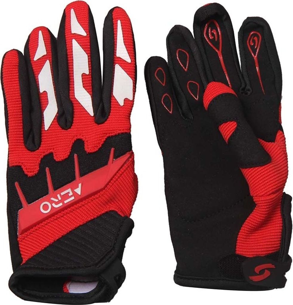Motocross Handschuhe Kinder Moto Cross Downhill Mountainbike AERO Rot Größe XXS