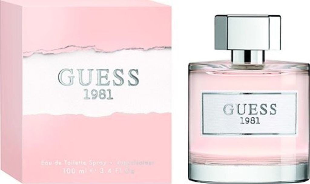 A product shot of Guess 1981 perfume and its packaging.