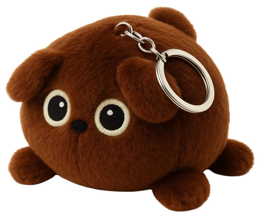 Plüsch Schlüsselanhänger Maskottchen Kuscheltier Teddybär Braun Metallring 9cm