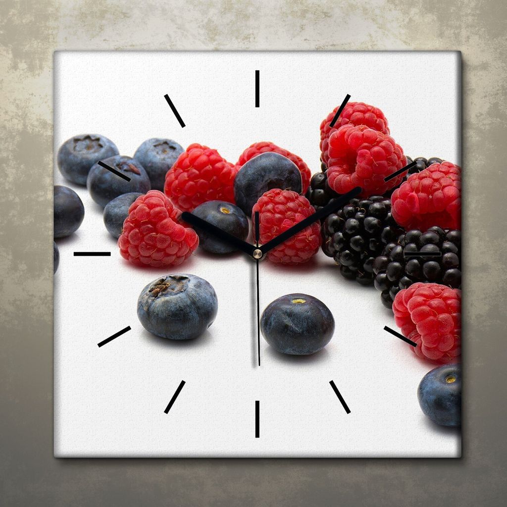 Wohnzimmer Leinwand Uhr Geräuschlos Küche 30x30 Farbige, Früchte, schwarze Zeiger