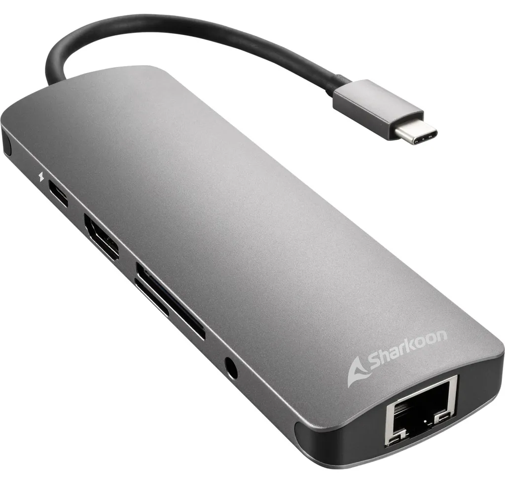 Adaptateur USB-C Sharkoon Combo Gris - Transfert de données 5 Gbit/s