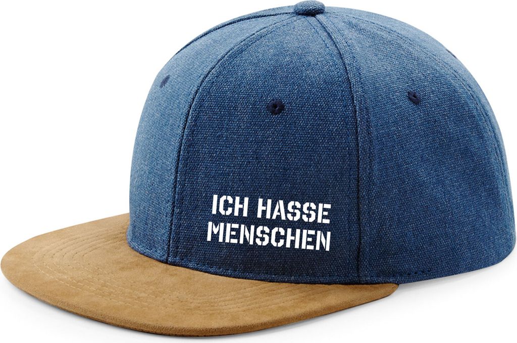 Huuraa Cappy Mütze ICH HASSE MENSCHEN Denim Baumwolle und Polyester Snapback Kappe Geschenkidee
