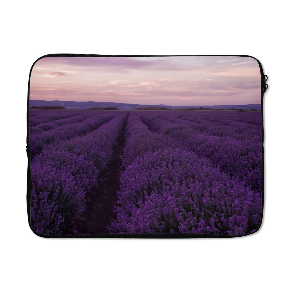 MuchoWow Laptop Hülle 17 Zoll Laptoptasche Lavendel - Lila - Blumen - Natur - Zipper - Schutzabdeckung