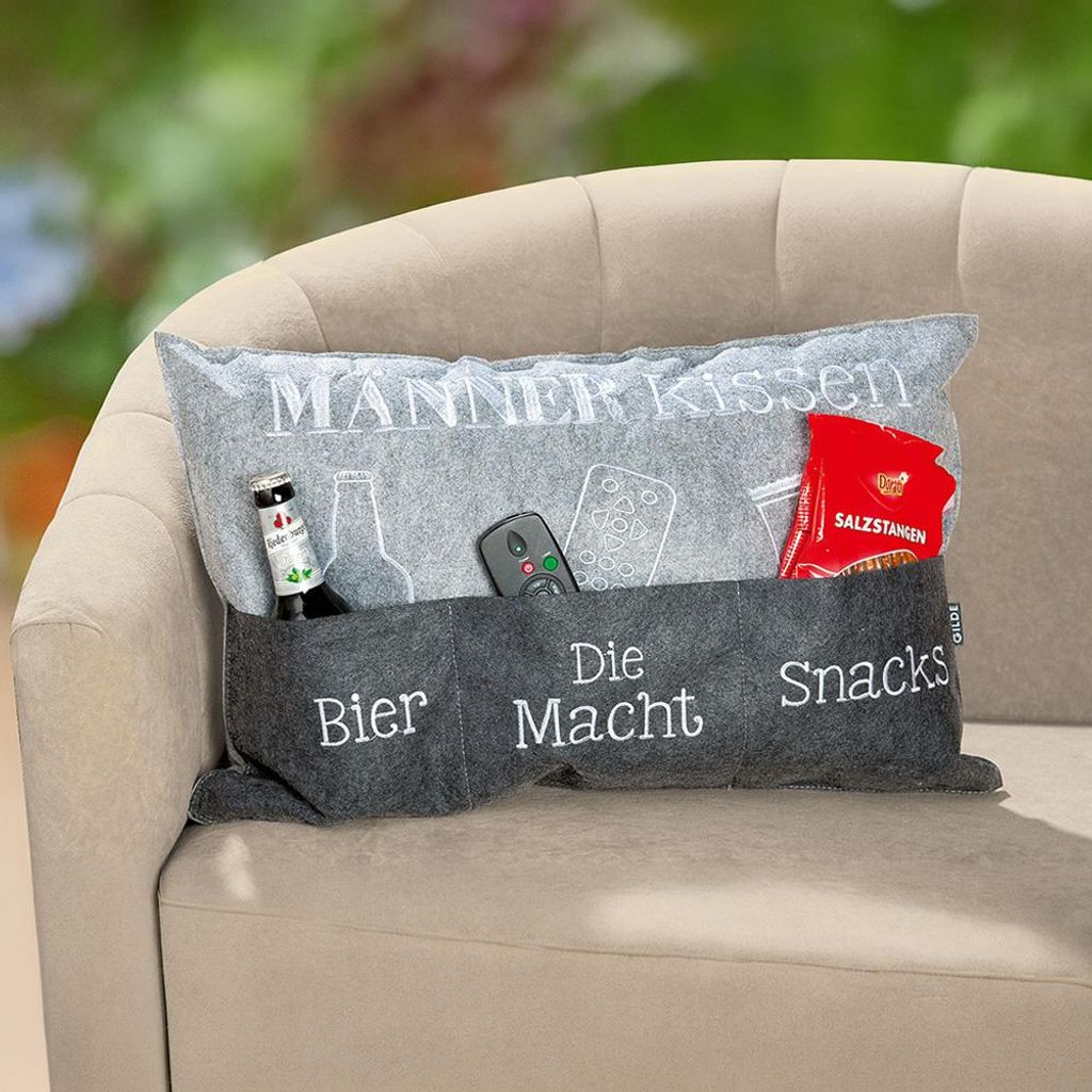 Männerkissen mit Aufbewahrungstaschen, grau Produktbild 