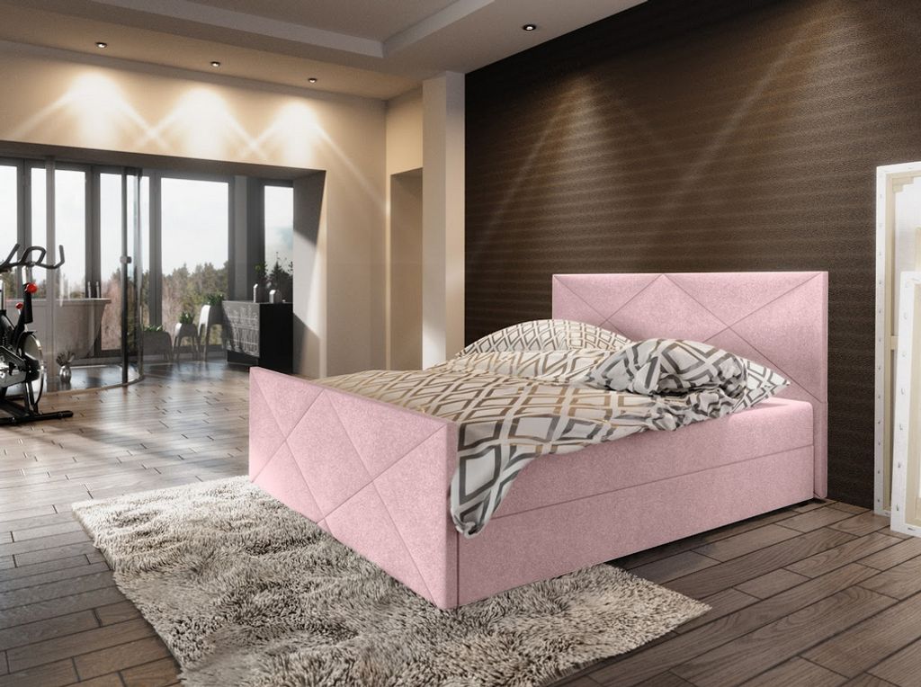 Boxspring-Doppelbett VASILISA 4 – 200x200, Rosa